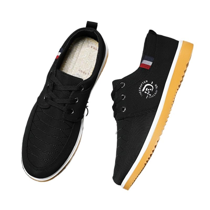 Big Size Comfy Vintage Canvas Walkers: Men's Breathable Solid-Color Canvas Shoes with Non-Slip Soft Soles