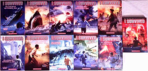 I Survived Set of 11 Books: Destruction of Pompeii, Japanese Tsunami, Sinking of the Titanic, Shark Attacks, Hurricane Katrina, Bombing of Pearl Harbor, San Francisco Earthquake, Attacks of September - Lauren Tarshis