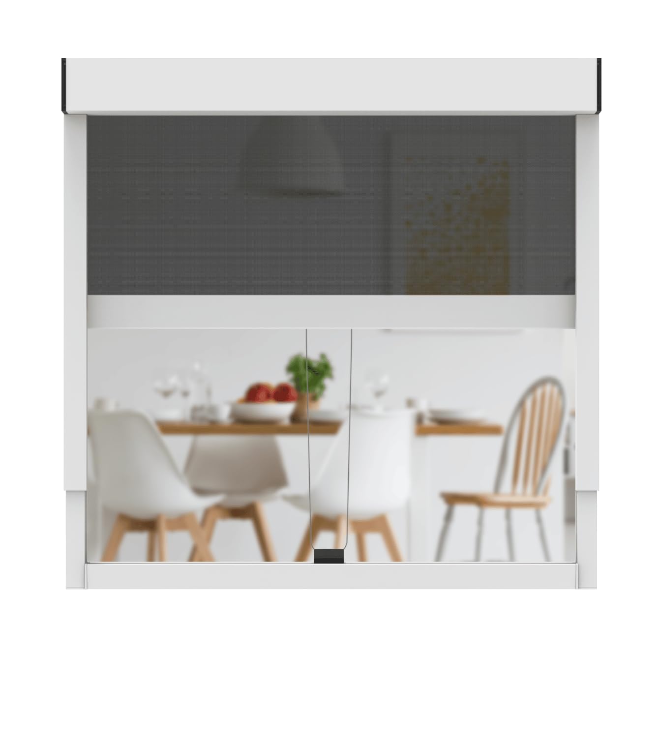 CLIP'N'SHADE Weiß - Aussenrollo gegen Hitze, Jalousie, Sichtschutz und Abdunkelung für Fenster, Hitzeschutz Rollo ohne Bohren (Breite: 120 cm, Höhe: 143-160cm, Blickdicht)