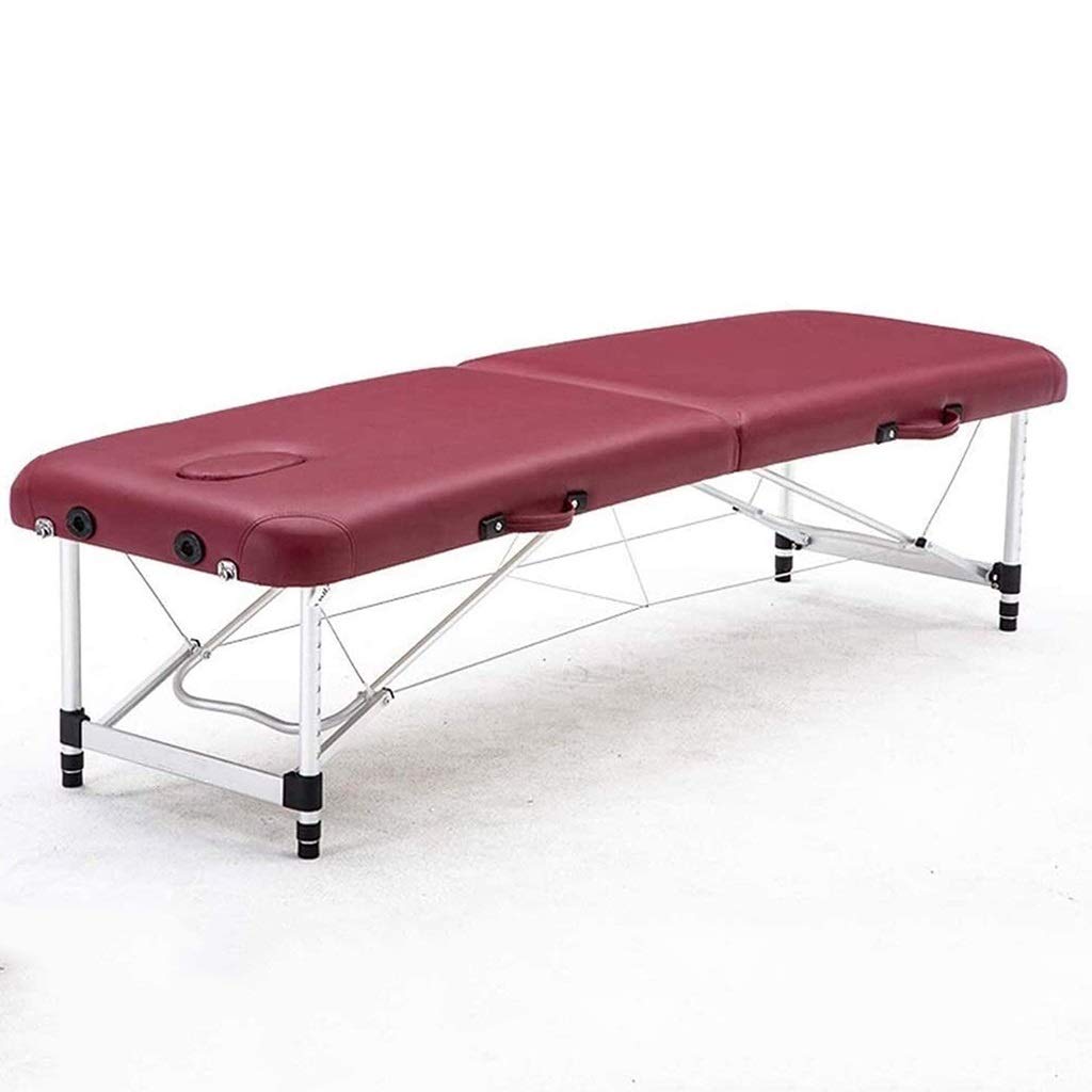 Mesas de SPA Mesas de Masaje Cama de Masaje Plegable Elevación Ajustable Terapeuta móvil Belleza Fisioterapia Cama de Tatuaje Sofá Cama portátil (Rojo 185 * 60 cm)