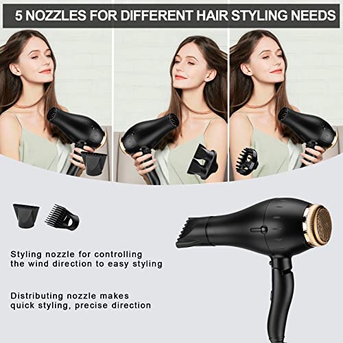 Professional Salon Hairdryer With Active Oxygen Negative Ions And Far Infrared, Dual Voltage Cold And Warm Air Ultralight Travel Hairdryer With Foldable Handle, Quiet Low Noise Hairdryer And Quick Dry #TOP2