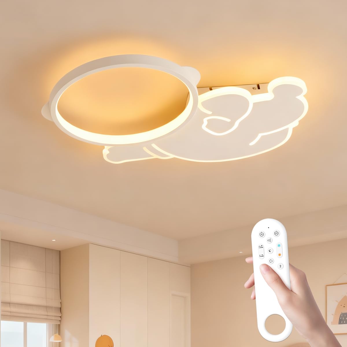 Children's ceiling light astronaut LED with remote control 38W 3800LM, dimmable 3000K-6500K, night light & timer, modern ceiling light for boys and girls, creative space lamp with memory function