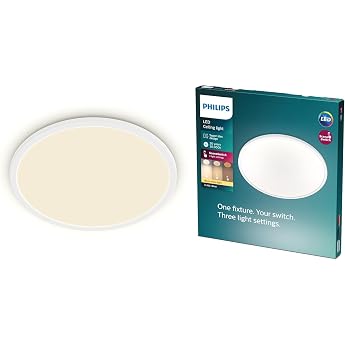 Philips LED SceneSwitch Ceiling Light 36 W LED Ceiling Light with 3 Brightness Levels and Warm White Light Energy-Saving Room Lighting with EyeComfort White