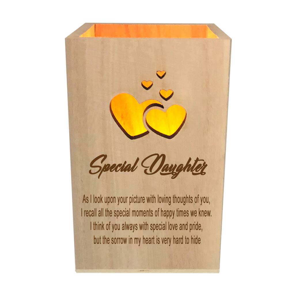 Ukgiftstoreonline Brown Daughter Remembrance Memorial Sentiment Led Tealight Holder Keepsake