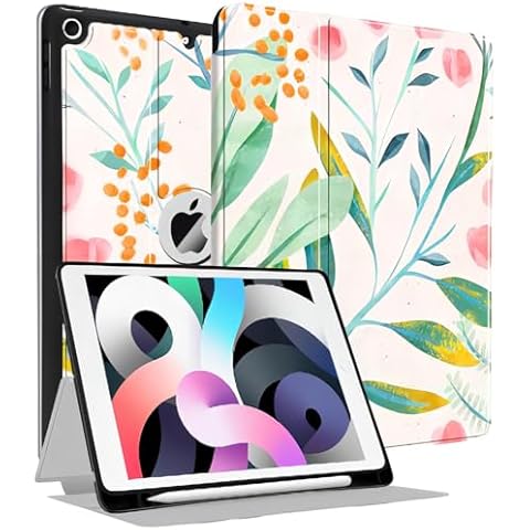 Aippdo for iPad 9th/8th/7th Generation 10.2 Inch Case 2021/2020/2019,Premium Leather Folio Stand Cover with Apple Pencil Holder-Auto Sleep/Wake and Multiple Viewing Angles (Flowers) Cover