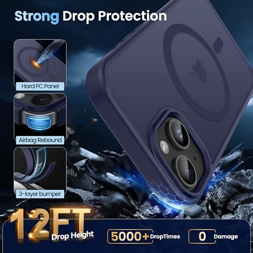 Image of CACOE Magnetic Case for iPhone 13 & iPhone 14 6.1 inch, Dark Blue