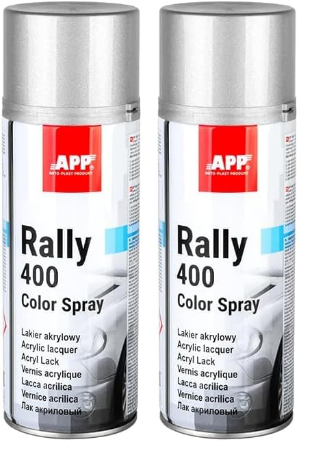 APP Rally 400 Color Spray - Bombe de peinture argentée brillante | Peinture acrylique en spray | Bombe peinture argentée brillante pour toutes les surfaces...