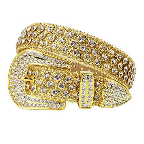 Ceinture cloutée à strass cristal diamant avec boucle sculptée western pour homme et femme