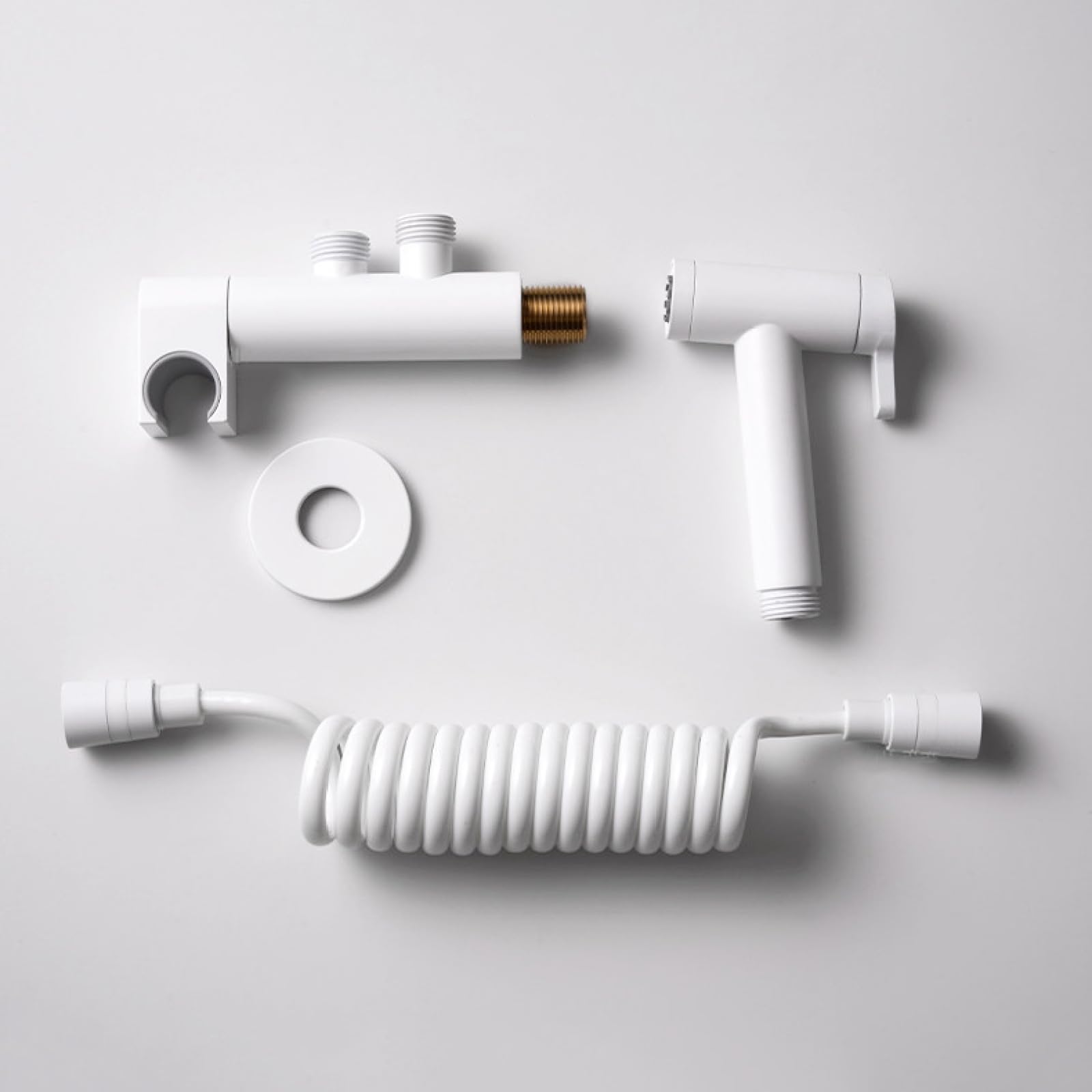 Set Doccino per Bidet Ottone A Parete Doppia Uscita | Due Modalità Di Uscita Dell'Acqua Possono Essere Collegate Alla Toilette O Alla Lavatrice,Grigio Canna Di Fucile