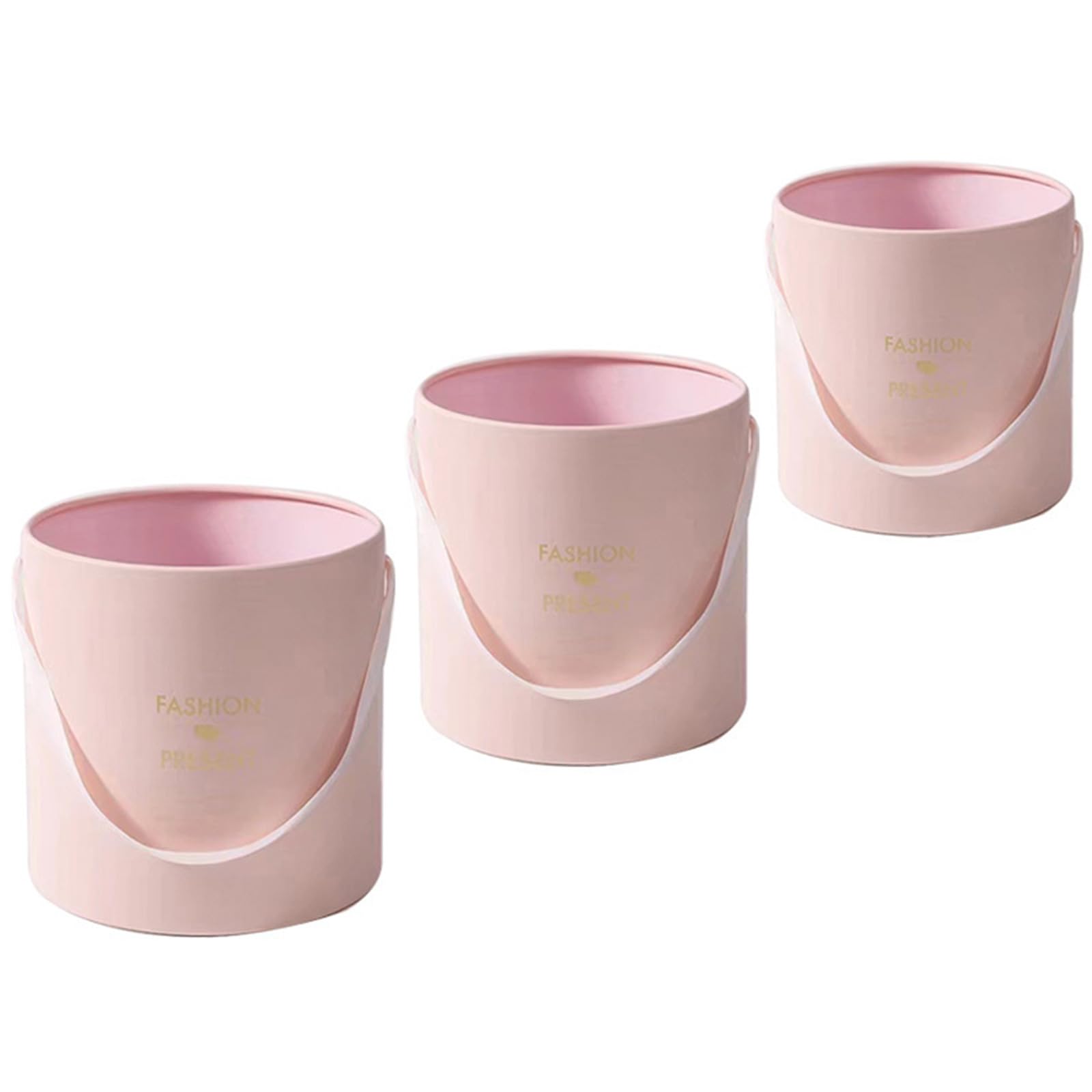 Of 3 Paperboard Bouquet Holders Round Flower Arrangement Buckets with Handles Floral Container Flower Arrangement Holder Set
