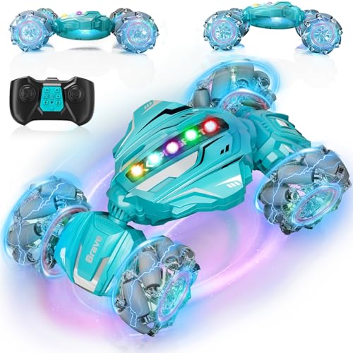 Image of Gesture Sensing RC Stunt Car, Boys Toys Age 6-12, 4WD Hand Controlled Remote Control Car with Light & Music, 360Rotation Christmas Birthday Gift for Boys Girls Age 6 7 8 9 10 11+(Lagon Blue)