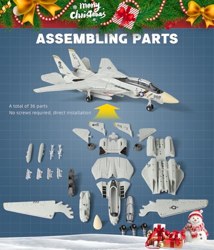 SEBUNAS 1:72 Scale F-14 Tomcat Fighter Jet Quick Build Model Kit Plastic F14 Fun Toy Airplane Assembly Aircraft Model with Stand Gift for Kids Suit for Birthday (36PCS)