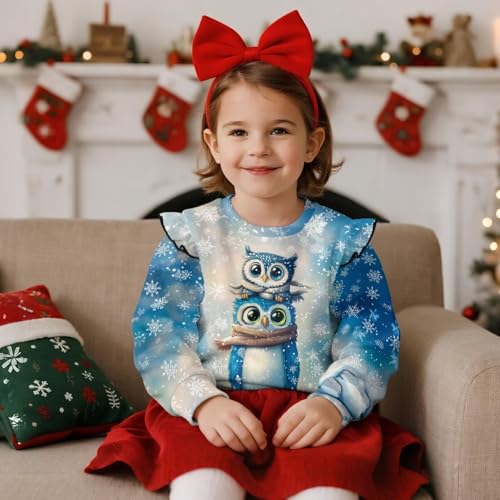 Toddler Sweatshirts Thick Warmth Toddler Long Sleeve Shirt Girl Ruffle Sleeves Toddlers Crew Neck Sweatshirt3