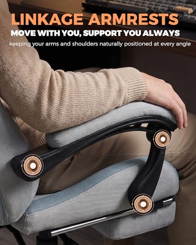 Image of GTPLAYER Gaming Chair with Foot Rest & Pocket Spring Cushion, Ergonomic High Back Computer Desk Chair with Headrest & Lumbar Support for Back Pain Relief, Breathable Fabric, Mist-Blue