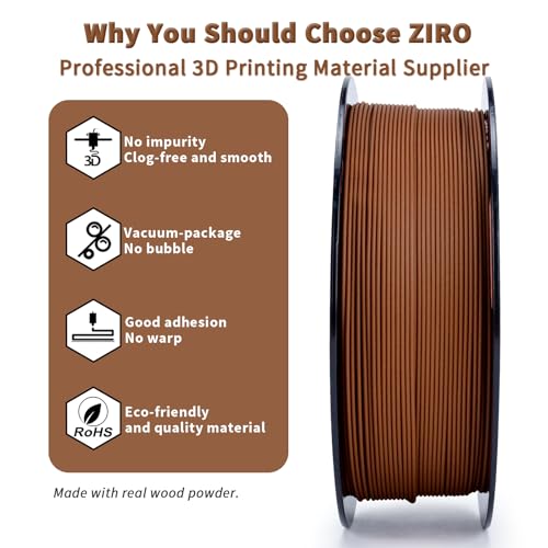 Image of ZIRO 1.75mm PLA Filament, Contain Real Wood Flour, 2.2lbs Walnut Wood