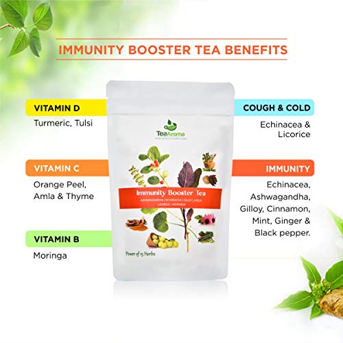 Image of Immunity Booster Tea with Ashwagandha | Natural Stress Relief & Energy-Boosting Herbal Tea | Supports Immune System, Promotes Wellness & Healthy Habits | 100g