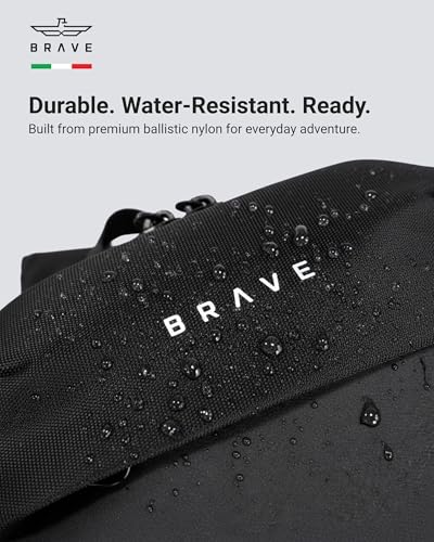 بريف شنطة كروس سلينج تيك للرجال | شنطة سفر من النايلون الباليستي المقاوم للماء | شنطة كتف مضادة للسرقة مع جيب للتابلت والايباد وجيوب مخفية - اسود (BTP-07)