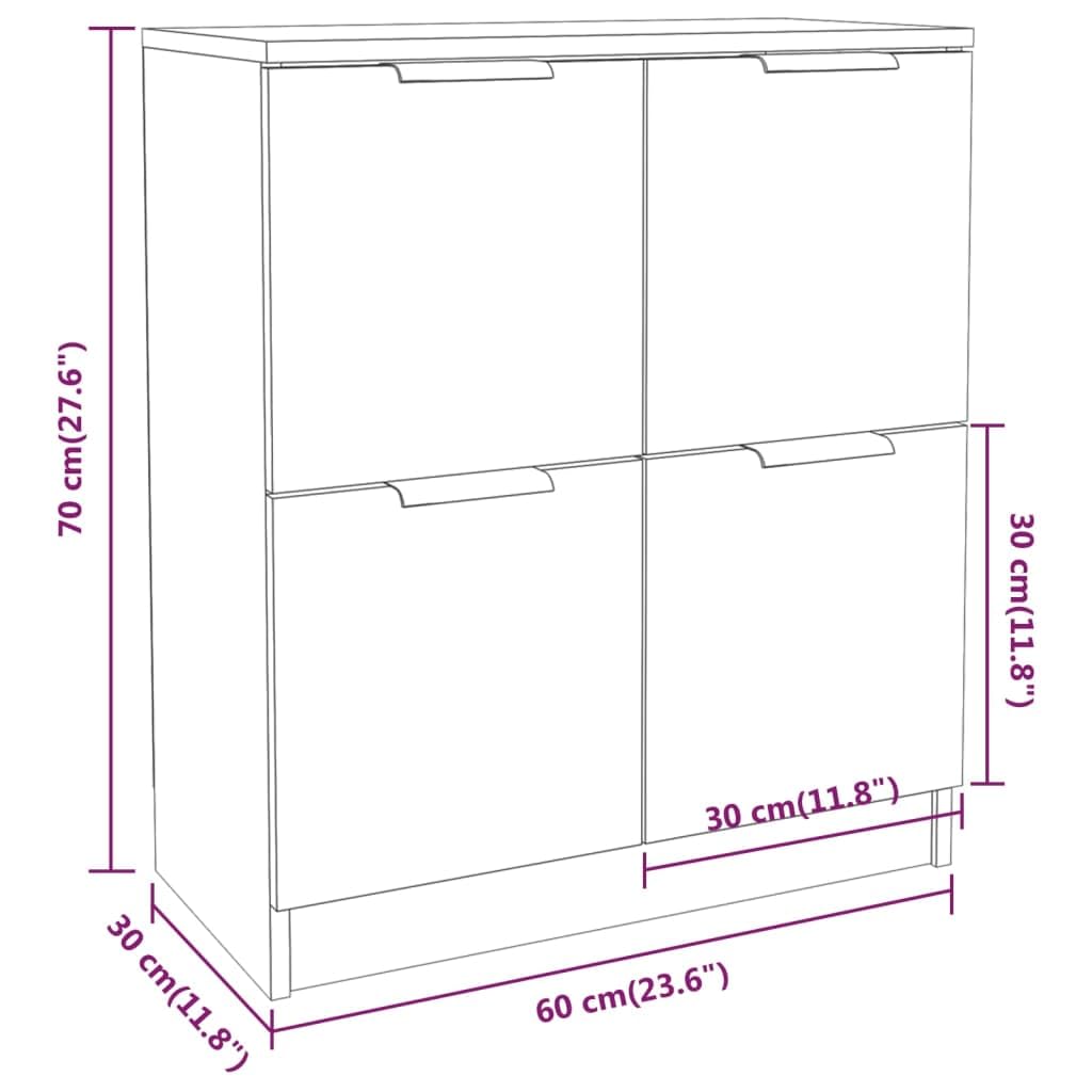 vidaXL Buffet Armoire de Salon Armoire de Rangement Organisateur de Maison Meuble de Rangement Intérieur Chêne Sonoma 60x30x70 cm Bois d'Ingénierie