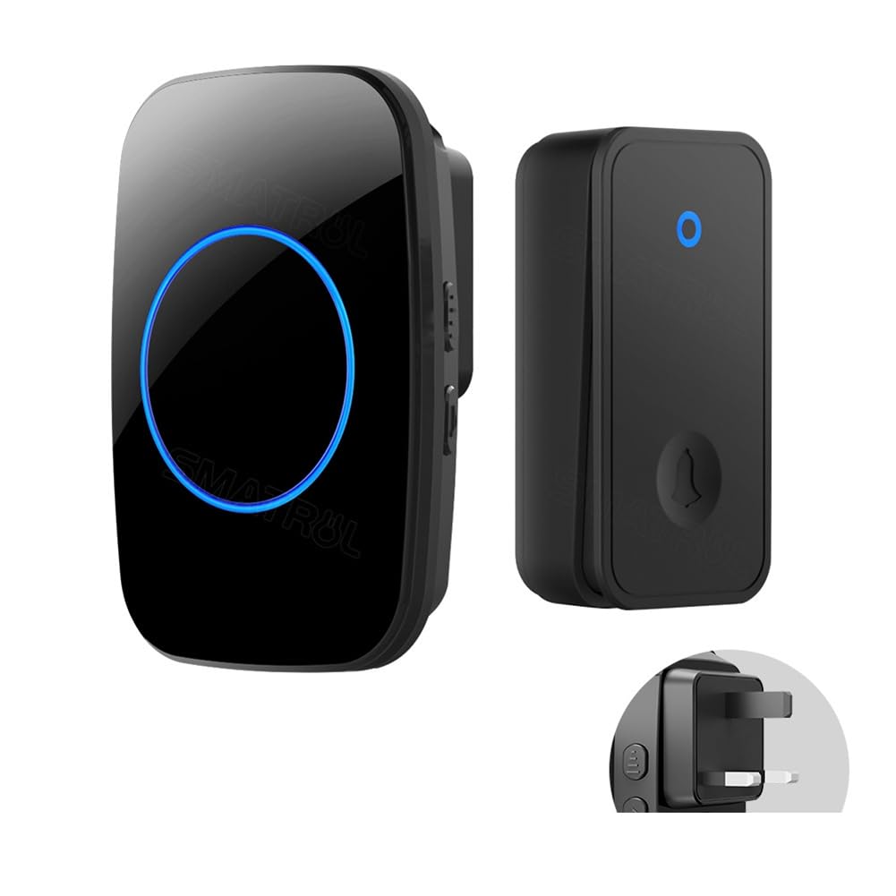 ClAZTyict Self Powered Wireless DoorBell No Battery Waterproof Door Bell Chime Ring for Kids Elderly Caller UK Plug