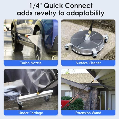 Image of Electric Pressure Washer 5000 PSI 2.8 GPM High Power Washer with 33ft Pressure Hose, 4 Nozzle and Foam Cannon, for Home, Cars, Fences, Patio (Light Blue)