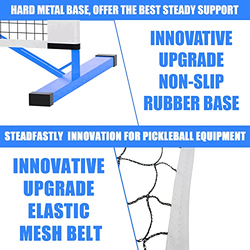 PICKLETECH - APB-PNS-Blue - Tragbares Pickleball-Netz Slim 4.0 - 6,7 m - Turniernetz - Widerstandsfähig - Mit Tragetasche - Profi-Ausrüstung für Pickleball