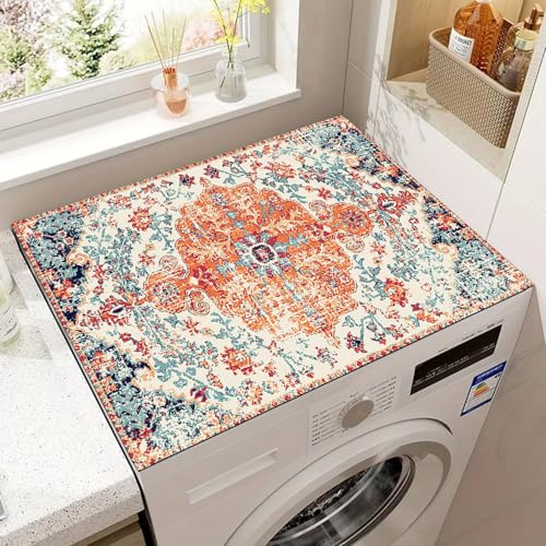 Washer and Dryer Covers for the Top,Non-slip Dryer Top Protector Mat,23.6" x 19.7" Dust-proof Washing Machine Cover, Washer Dryer Top Covers for Laundry Room Kitchen (black-07, 23.6" x 19.7")