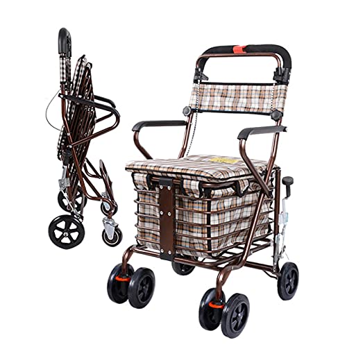 LICHUAN Einkaufstrolley, zusammenklappbar, mit 4 Rädern, Einkaufstrolley Sitz, einfach zu klettern, für Einkaufen… – Bild 4