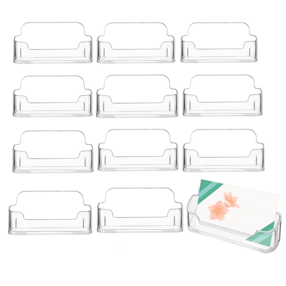 Porta Biglietti da Visita in Acrilico Trasparente 12 Pcs per Scrivania e Ufficio