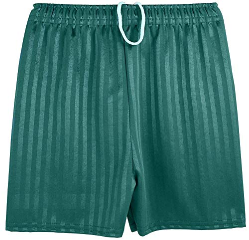 MyShoeStore Unisex PE Shorts Boys Girls Kids Children Adults Back to School Uniform Shadow Stripe Sports Gym Football Games P.E. Pull Up Short(1 Pack Green, 5-6 Years)