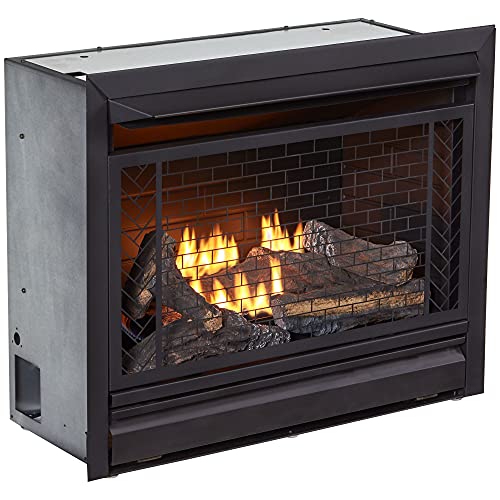 Bluegrass Living Natural Gas Ventless Gas Fireplace Insert with Remote Control, 5 Fire Logs, Use with Natural Gas, 26000 BTU, Heats up to 1350 Sq. Ft., Black