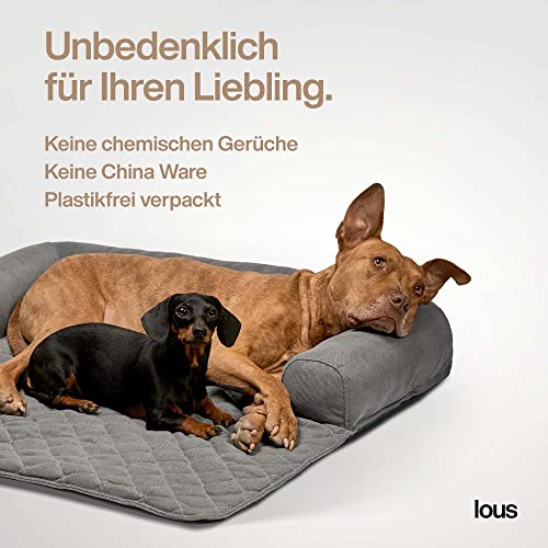 Lous Sofaschutz Hund – Hundedecke Sofa Hundebett Couch – Handgefertigte Hundematte mit Rand – Waschbar bis 90 Grad und besonders kuschlig – Größe: XL ca. 117x97x15cm (Anthrazit)