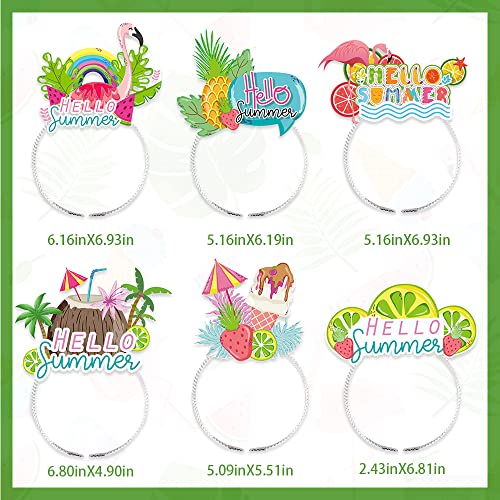 6 Pcs Summer Party Headband For Women Man Kids, Hawaiian Accessories Head Boppers Paper Tropical Pineapple Flamingo Headband Summer Beach Party Favor Holiday Photobooth Props And Decoration Supplies #TOP2