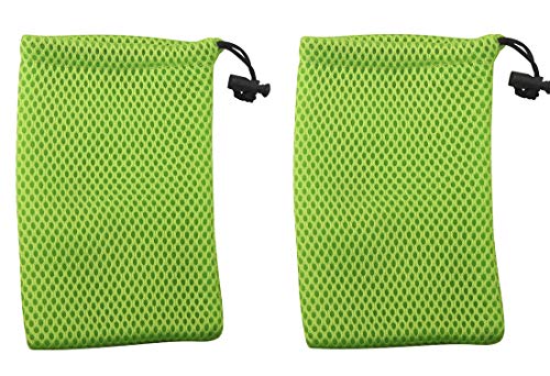 ALLinONE Wholesale Nylon Mesh Drawstring Bag Pouches for Mini Stuff Cellphone Mp3 9x14cm (Green 20 Packs)3