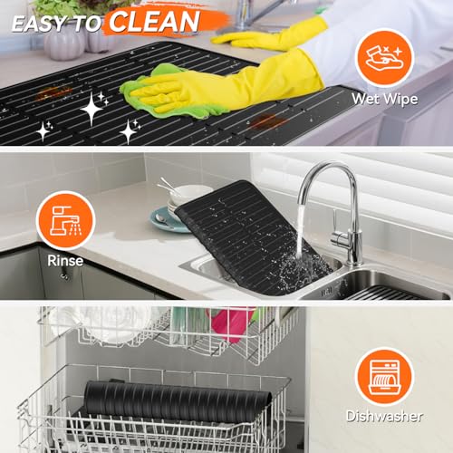Image of Silicone Stove Top Covers for Electric Stove -28x20 inches Heavy Duty Waterproof Glass Cooktop Protector, Silicone Mats for Kitchen Counter Oven Top Cover Dish Drying Mat