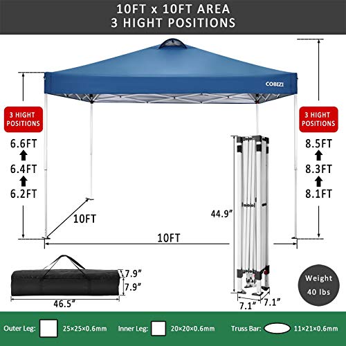 Image of COBIZI 10x30 Pop up Canopy Tent for Parties, Roller Bag,8 Walls,4 Sandbags