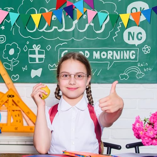 Image of MARFOREVER 4 Strings 26.3 Ft Rainbow Pennant Banner Flags-48 Pcs Colorful Triangle Felt Banner for Back to School Decor Nursery Wall Classroom Christmas Tree Carnival Birthday Party Decorations