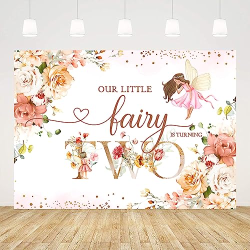 Happy 2nd Birthday Backdrop Banner - 59x35.4" Floral Butterfly Party Decor