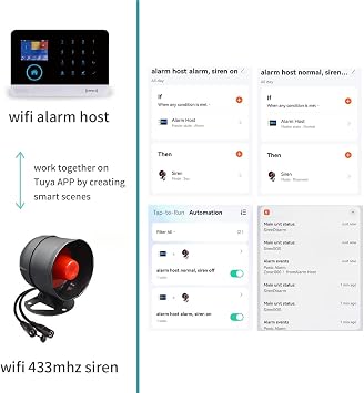 Tuya WiFi 433Mhz Outdoor Smart Siren Waterproof Alarm System, Compatible with Amazon Alexa, Smart Life APP Control