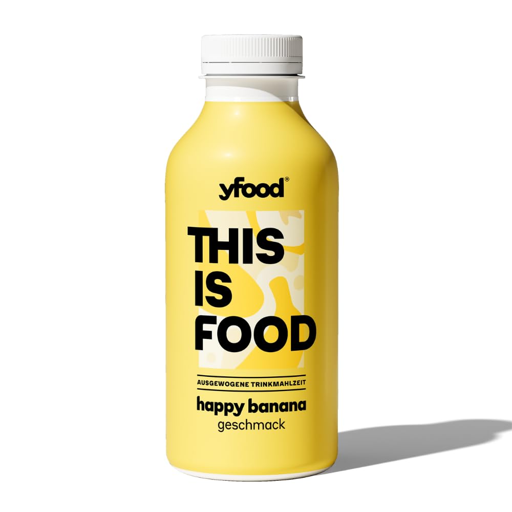 yfood Trinkmahlzeit Happy Banana, 12 x 500 ml für unterwegs & stressige Tage - vollwertig & ready-to-drink mit 30 g Protein, Vitaminen und Mineralstoffen - inkl. 3 € Pfand