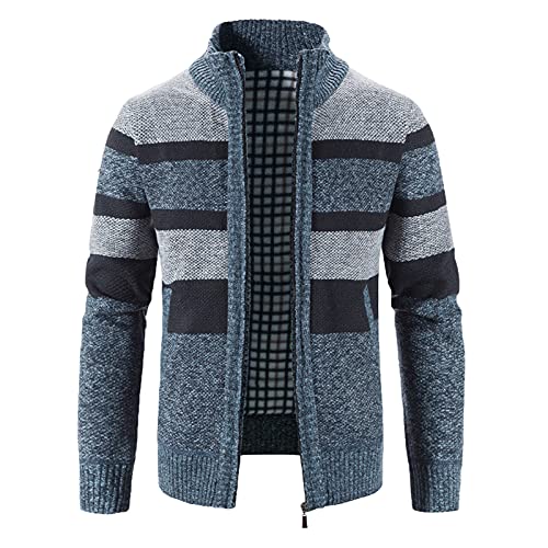 Cardigan tricot homme chaud veste imprimée à col montant pour l'hiver