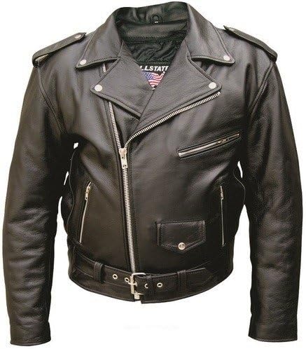 Allstate Leather Men's AL2001 Basic M.C. jacket 44 Black