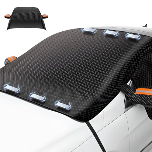 Image of Car Windshield Snow Cover, All Season Windshield Cover, Magnetic Windshield Snow Frost Ice Cover, Heavy Duty Windproof Waterproof UV Resistant, fit for Cars, SUV, Vans, Truck，47 * 63inch