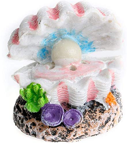 Yokam Plantes artificielles d'aquarium, décoration d'ornement d'aquarium, décor d'aquarium Pierre à Bulles d'air Coquillages nacrés Pompe à oxygène Décoration d'ornement d'aquarium en résine