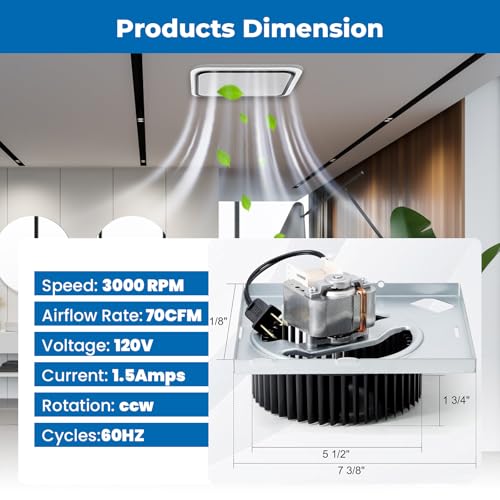 S97017450 Bathroom Fan Assembly for Broan 771, 771-A, Exhaust Fan Motor Replaces S97017450 120V, 70CFM, 1.5A, 3000 RPM, Include Motor, Blower Wheel and Mounting Plate by Generic - Used condition - Image 6