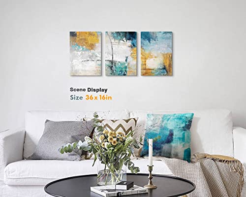 Rameer Abstract Wall Art For Living Room Blue Yellow Painting Bathroom Decor Wall Art Turquoise Pictures Canvas Art Teal Bedroom Wall Decor Office Artwork For Wall Home Decor #TOP1