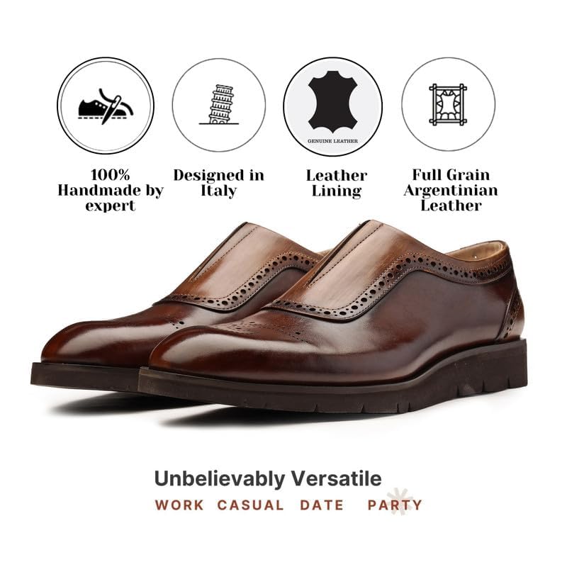 Mens Dress Shoes - Lightweight Handcrafted Full Grain Leather Loafers, Business Casual Shoes, Dress Shoes for Men, AirFlexLite4