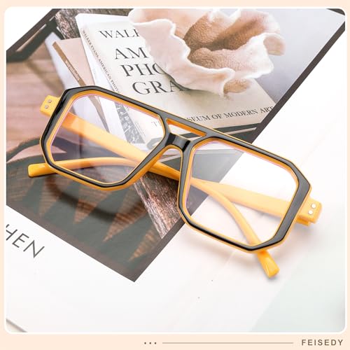Image of FEISEDY Blue Light Blocking Glasses, Aviator Frame Computer Reading /Gaming /TV /Phones Glasses for Women Men B0165