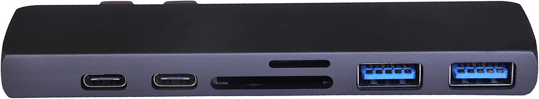 Dream Tech Dual Type-C to 7in1 Adapter with HDMI + 2xUSB3.0 + 2xType-C (PD with Charging) + SD Card Reader + Micro SD Card Reader (TF) | Best Suited for New Models of MacBook | Now in Space Grey