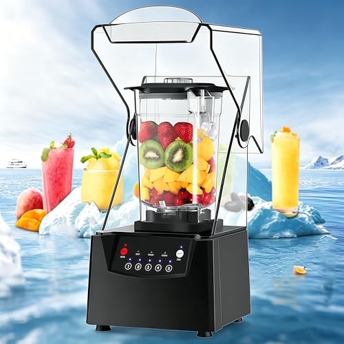 Licuadora Comercial Silenciosa Mejorada con Aislamiento AcúStico, Batidora Profesional 2200w,Capacidad de 2 Litros,Batidora Para Batidos,Ideal para Picar Hielo,Preparar Batidos Y Frutas. 110V