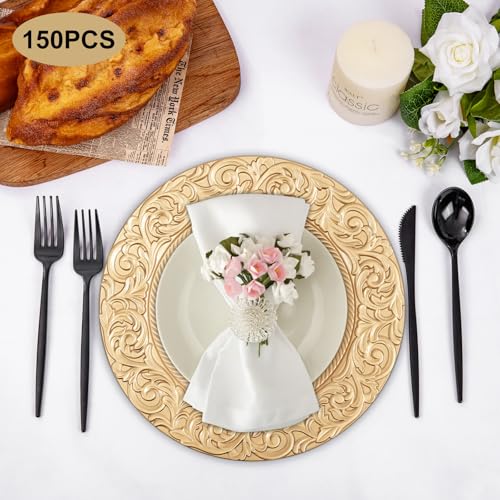 150 Platos Vintage de Plástico Dorado 13" Redondos miniatura 6